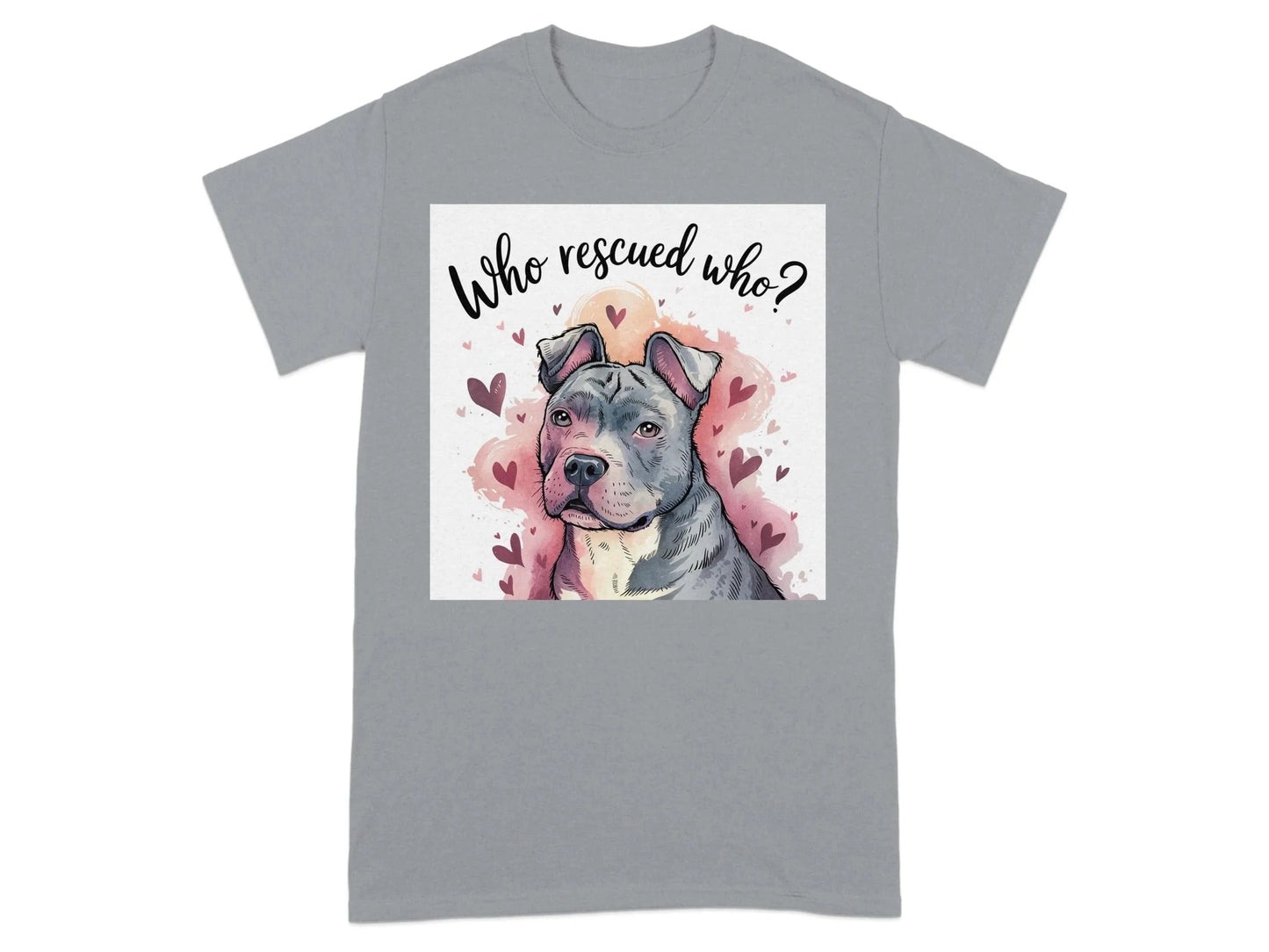 Heartwarming Dog Illustration Who Rescued Who T-Shirts Gravel T-shirt