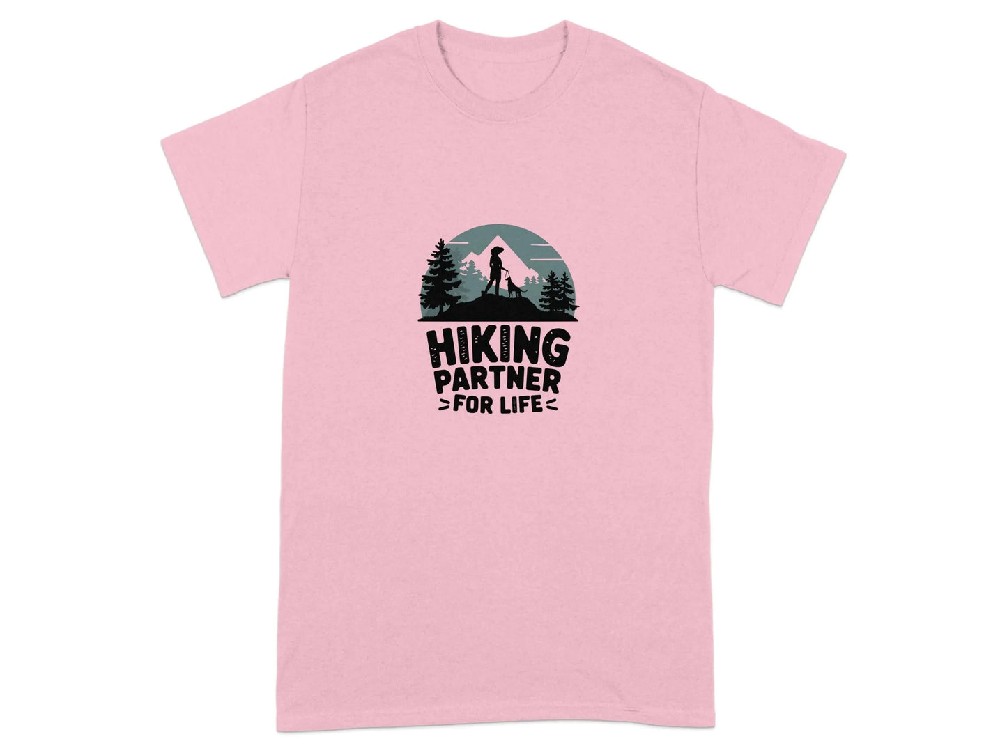 Hiking Partner For Life Print T-Shirts Light Pink T-shirt