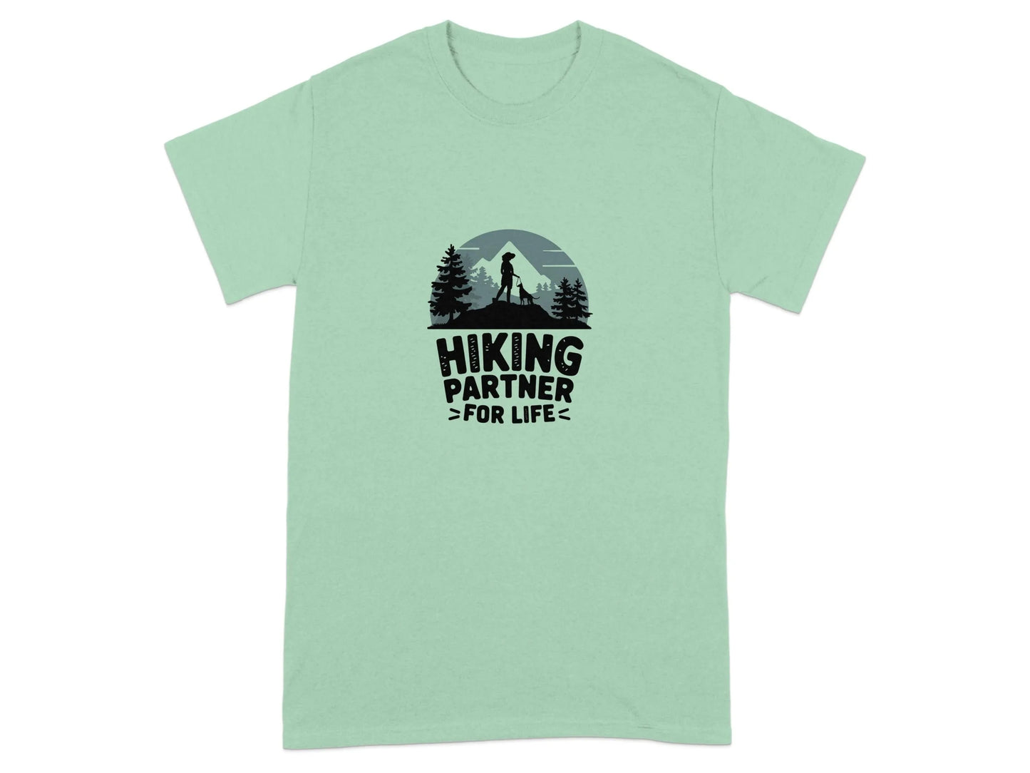 Hiking Partner For Life Print T-Shirts Mint Green T-shirt