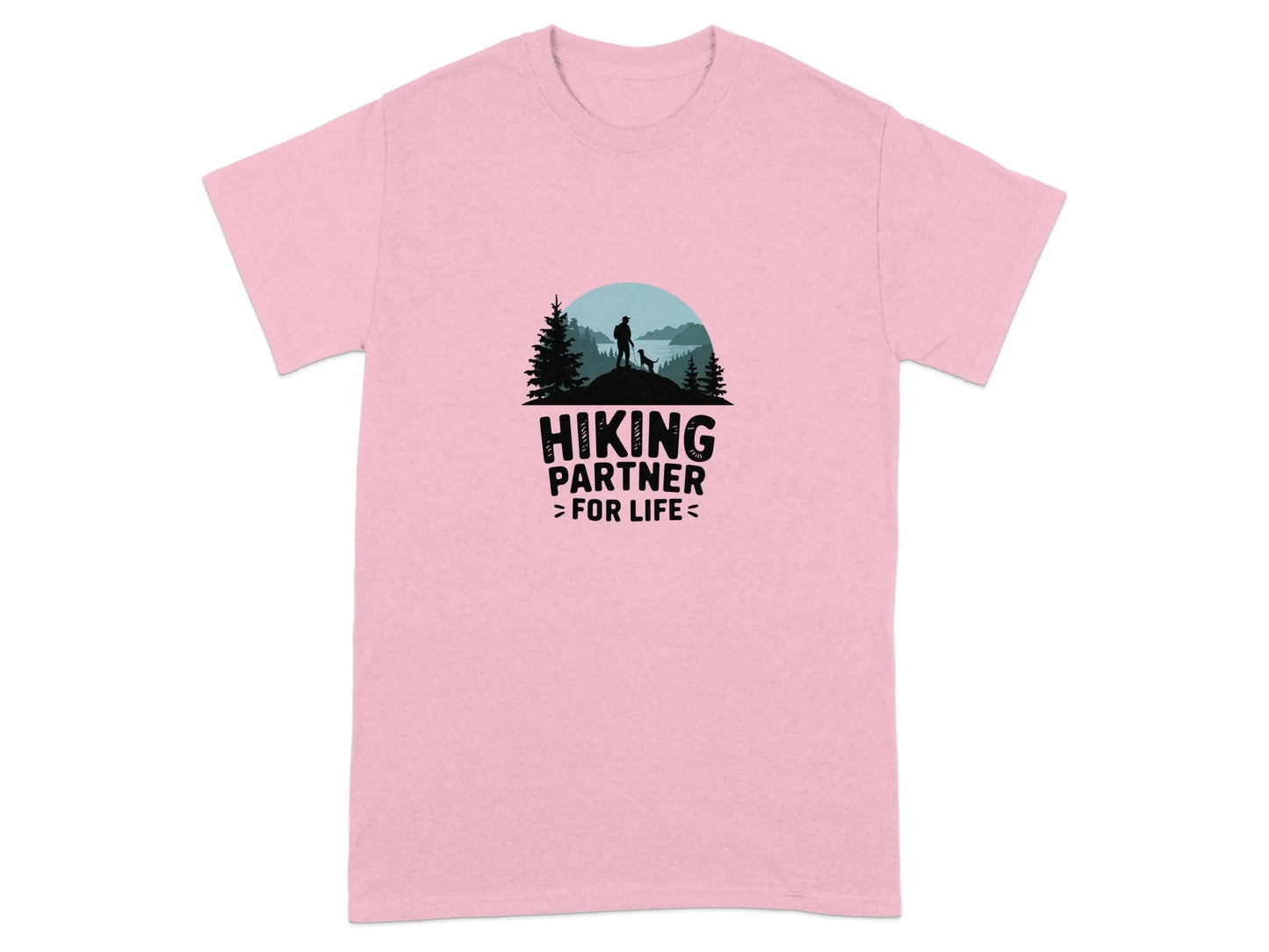 Hiking Partner for Life Adventure Design T-Shirts Light Pink T-shirt