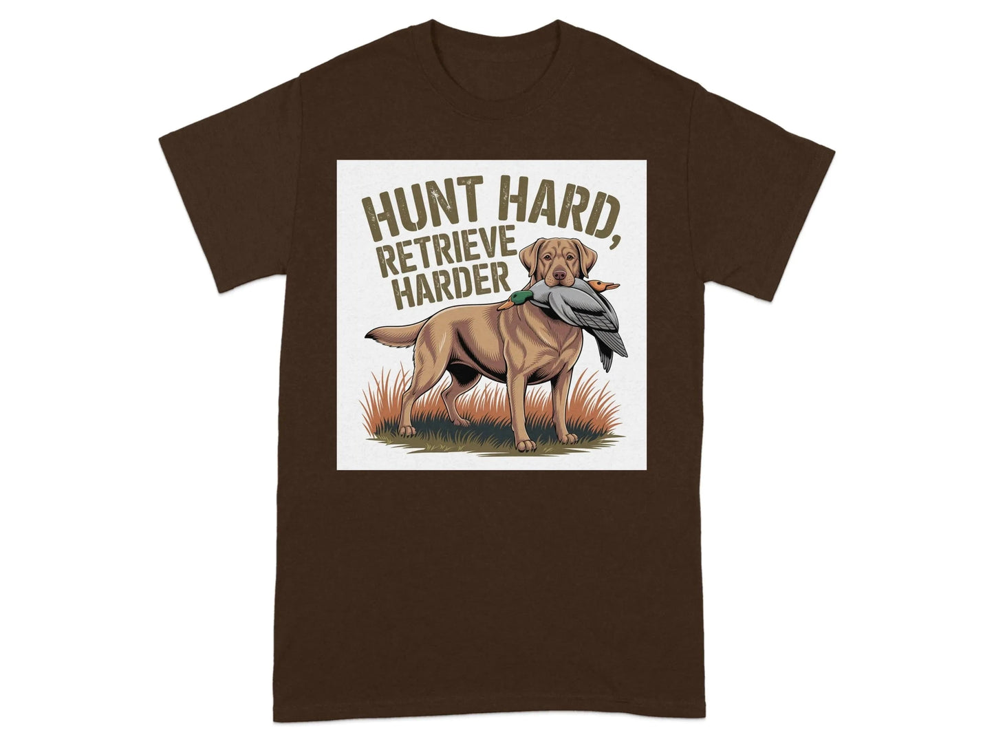 Hunt Hard Retrieve Harder Yellow Lab T-Shirts Russet T-shirt