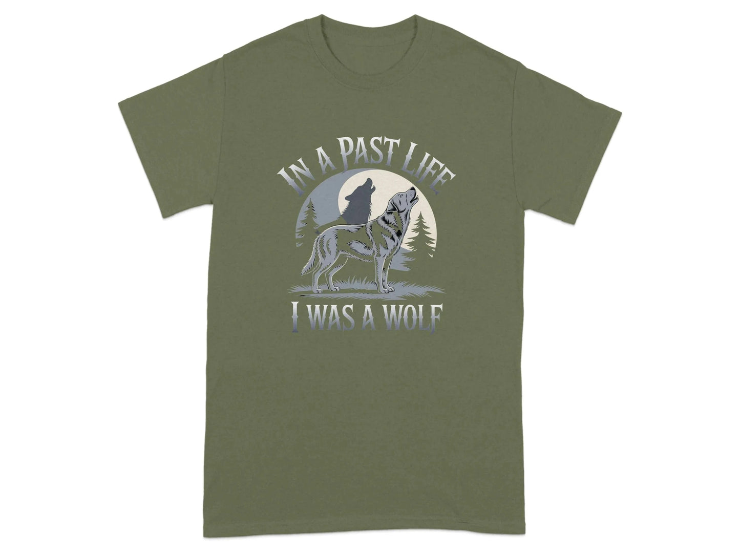 In a Past Life I Was a Wolf Yellow Lab T-Shirts Military Green T-shirt