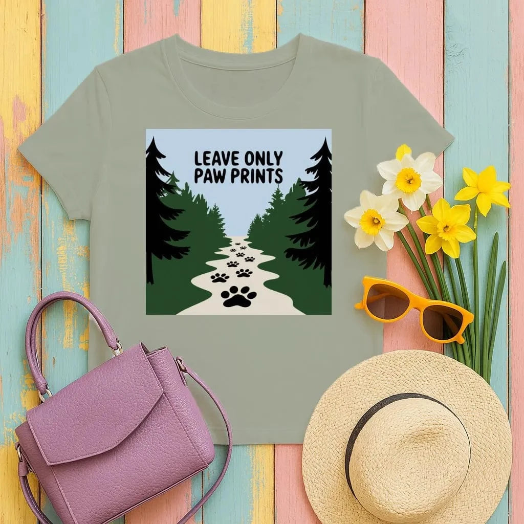Leave Only Paw Prints Adventure T-Shirts Military Green T-shirt