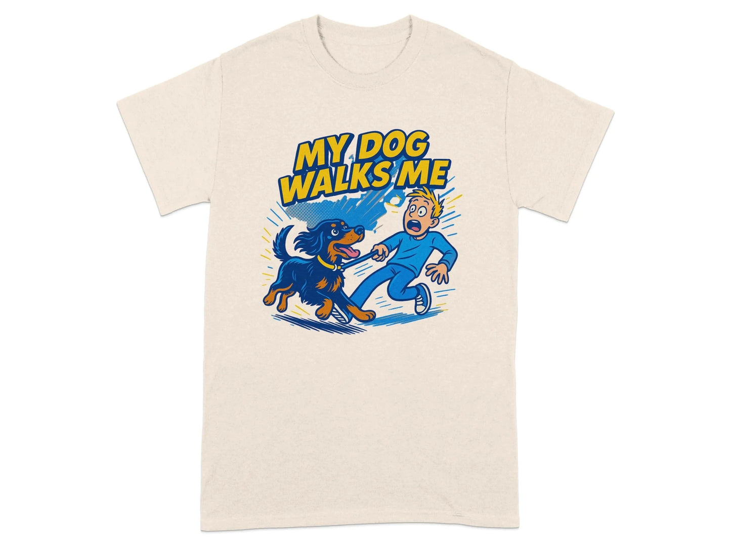 My Dog Walks Me Gordon Setter T-Shirts Natural T-shirt