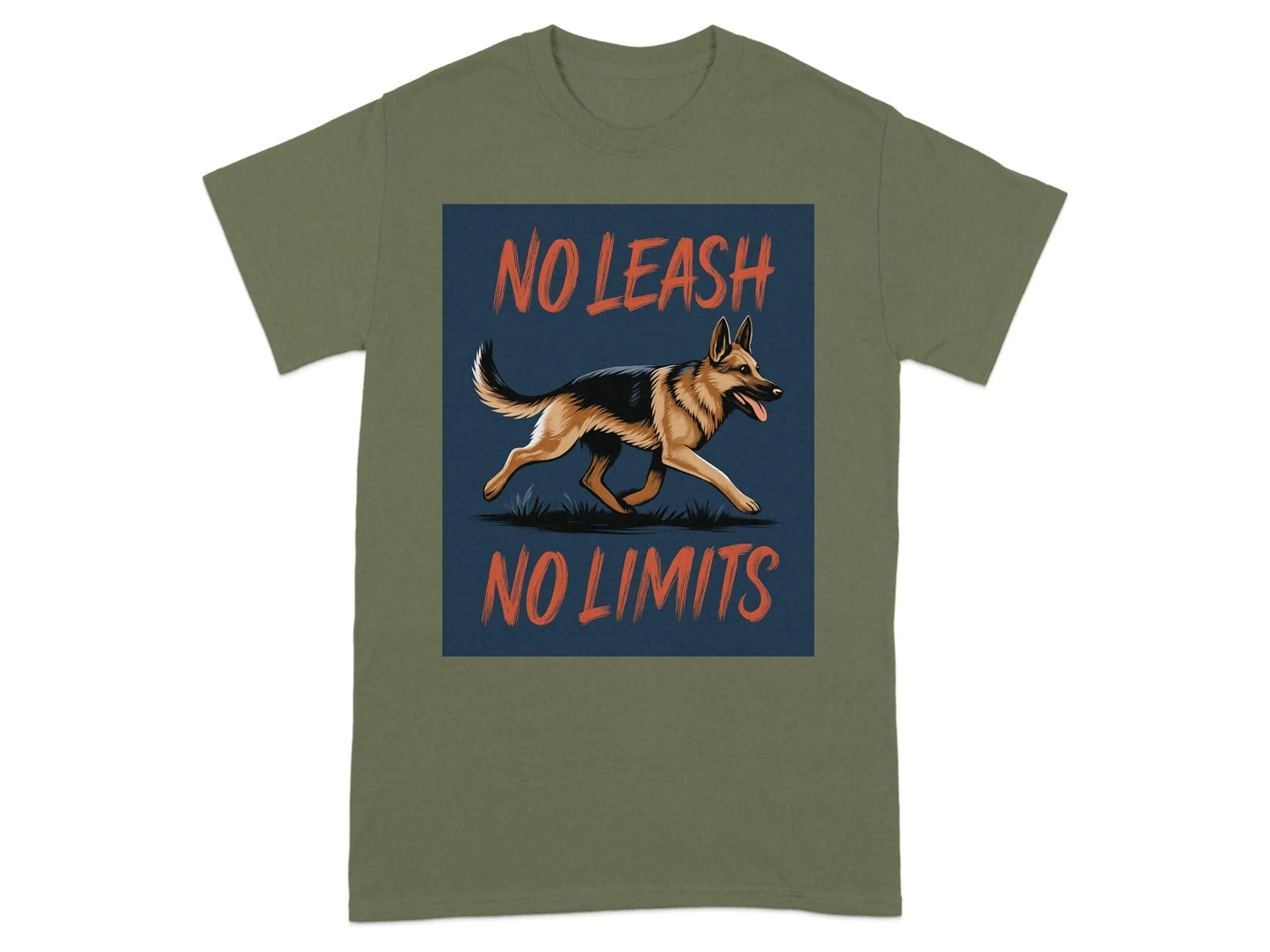 No Leash No Limits German Shepherd Dog Artistic T-Shirts T-shirt