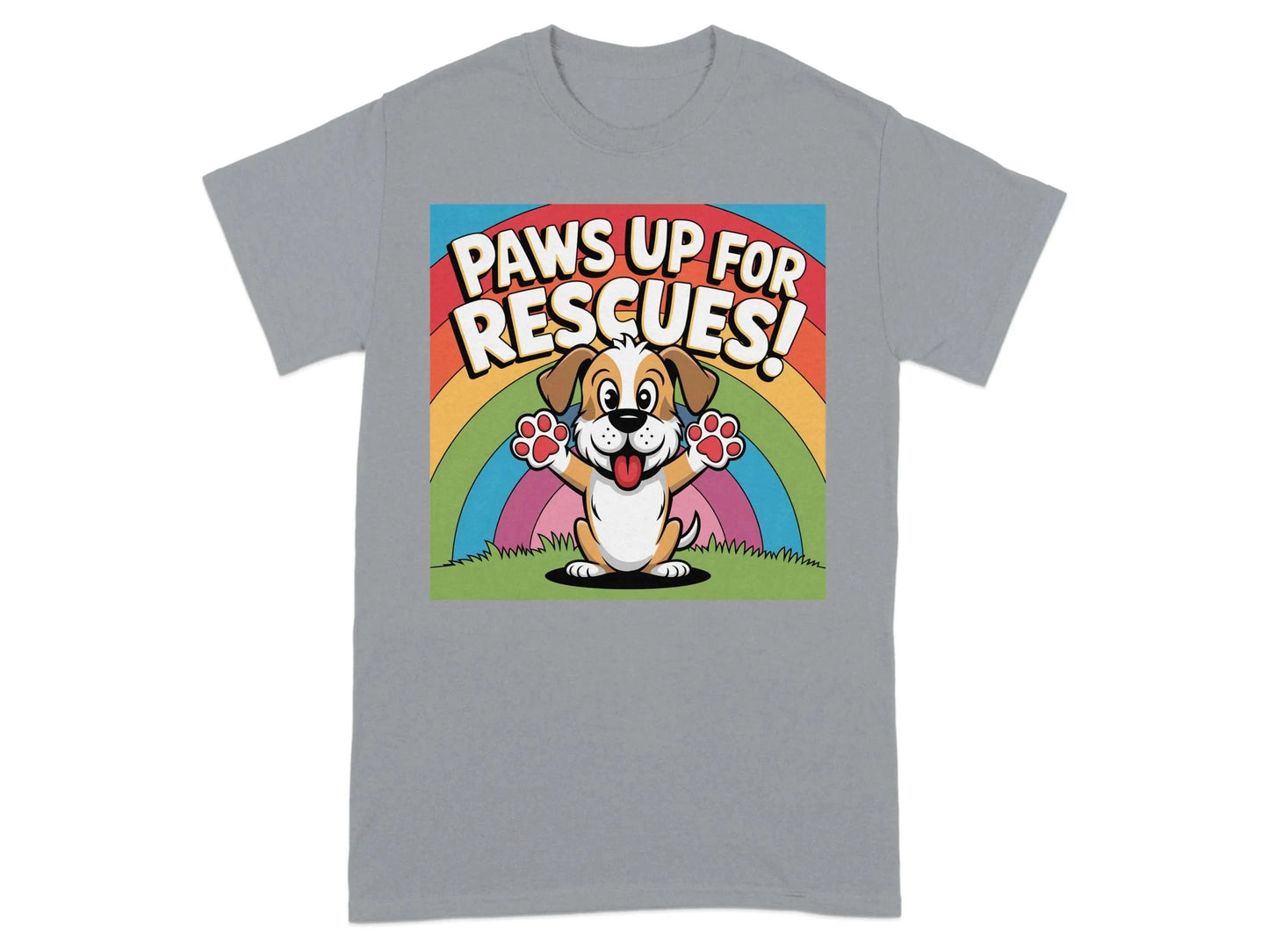 Paws Up For Rescues Colorful Dog Lovers T-Shirts T-shirt