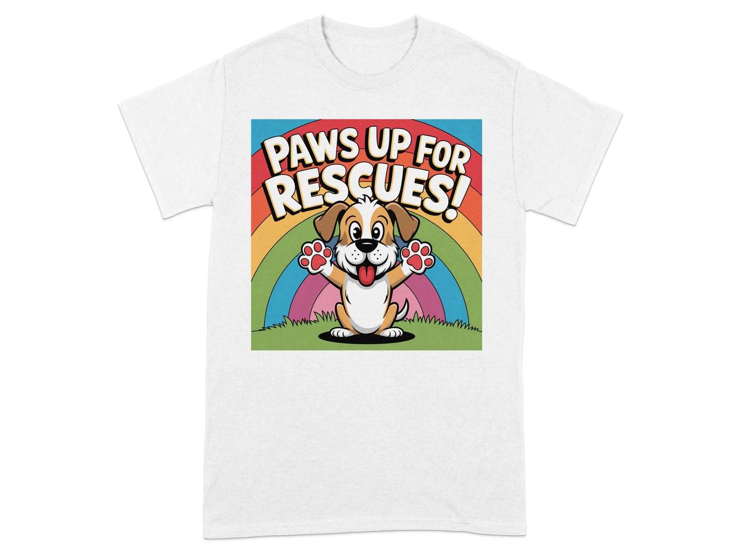 Paws Up For Rescues Colorful Dog Lovers T-Shirts White T-shirt