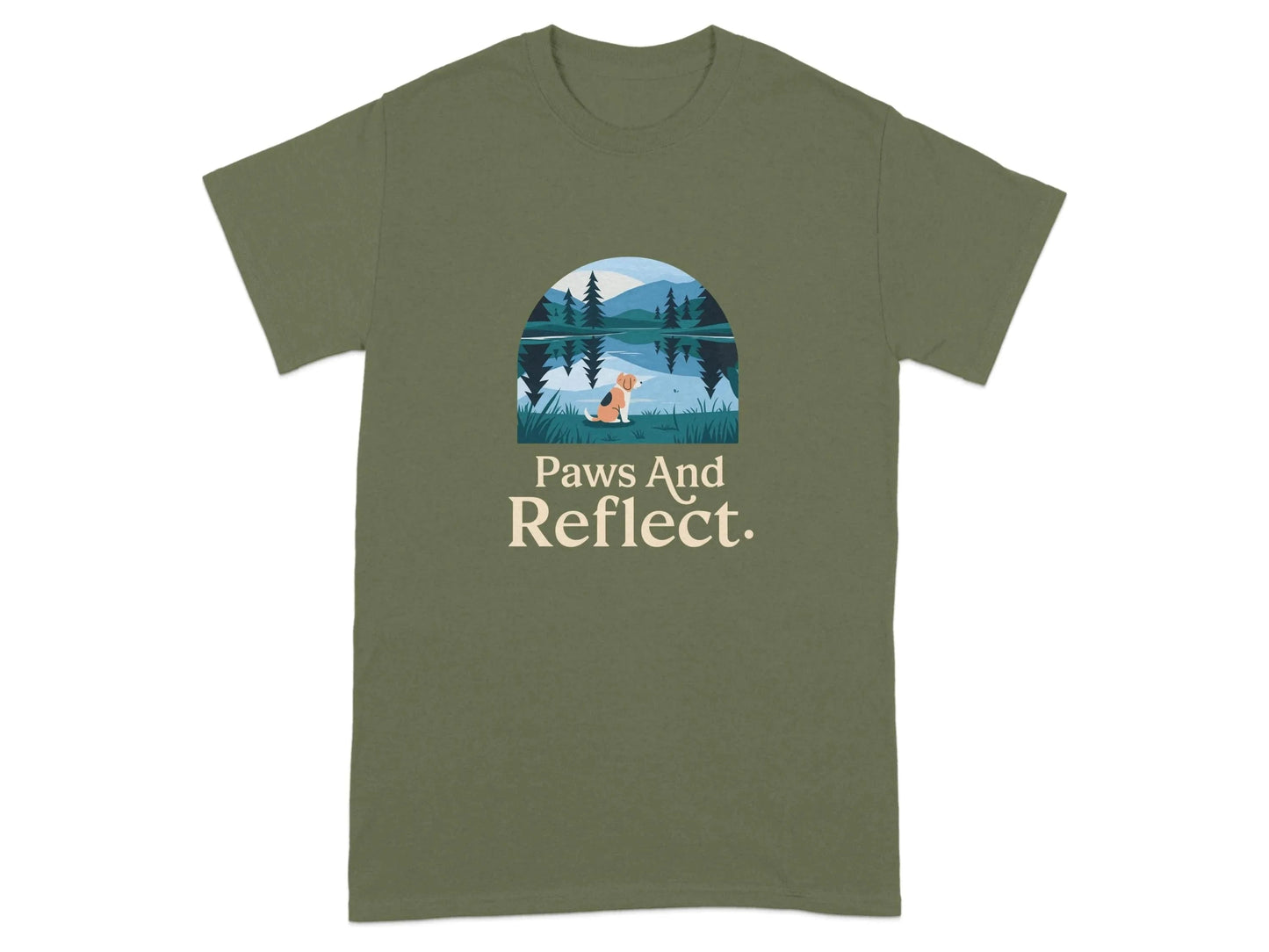Paws and Reflect Beagle T-Shirts Military Green T-shirt