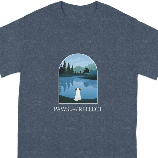 Paws and Reflect White Dog T-Shirts Heather Navy T-shirt