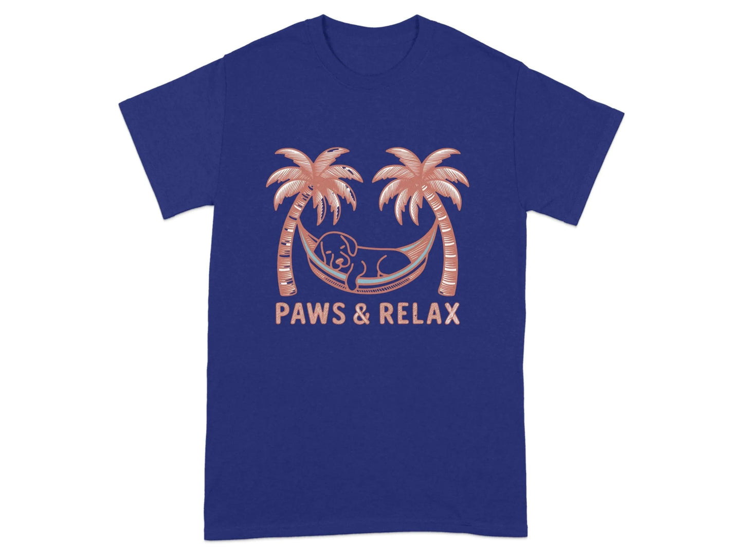 Paws and Relax Hammock Dog Design T-Shirts Cobalt T-shirt