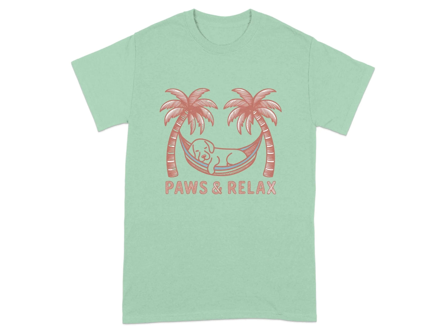 Paws and Relax Hammock Dog Design T-Shirts Mint Green T-shirt