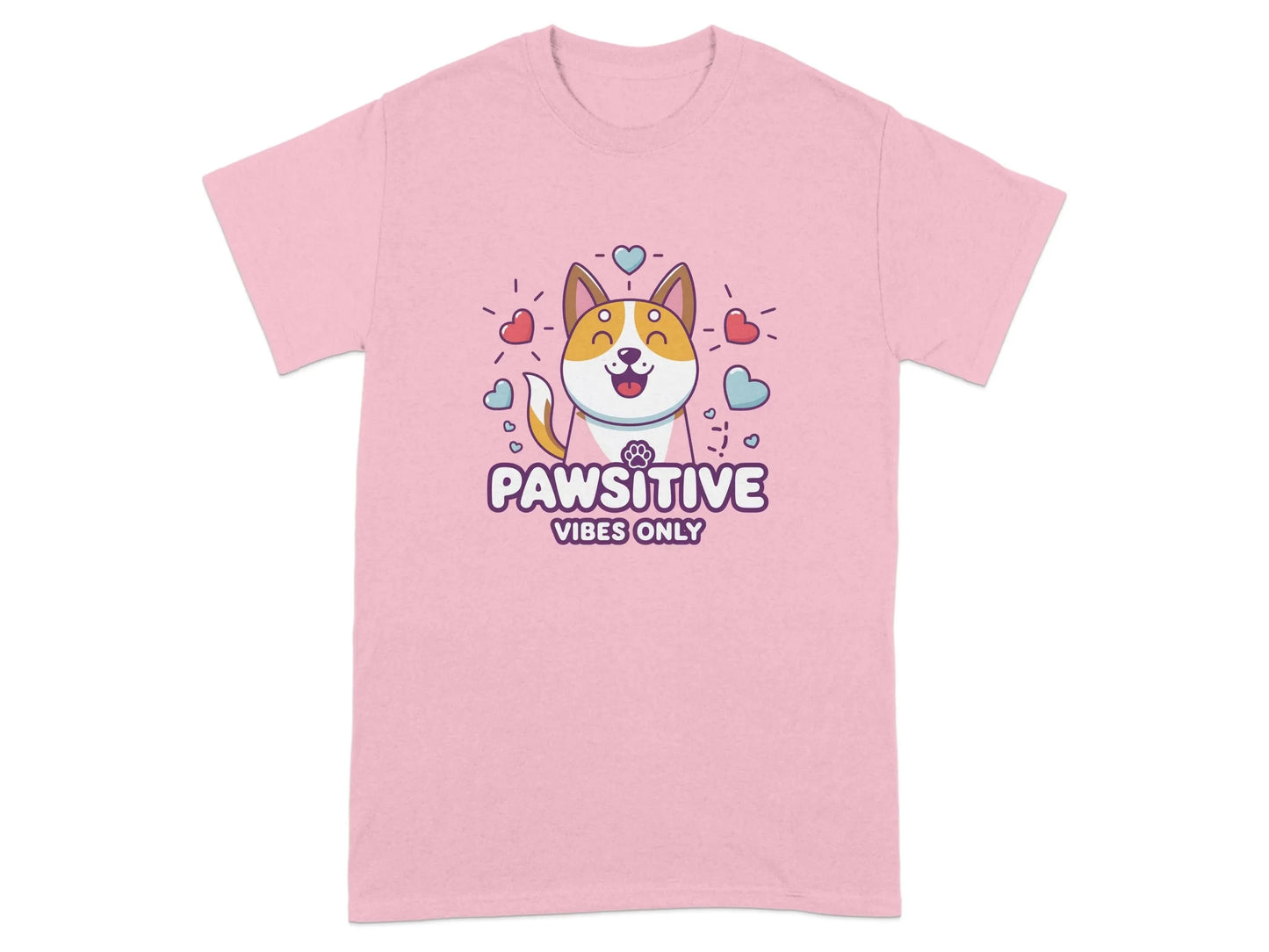 Pawsitive Vibes Only Cute Dog T-Shirts Light Pink T-shirt