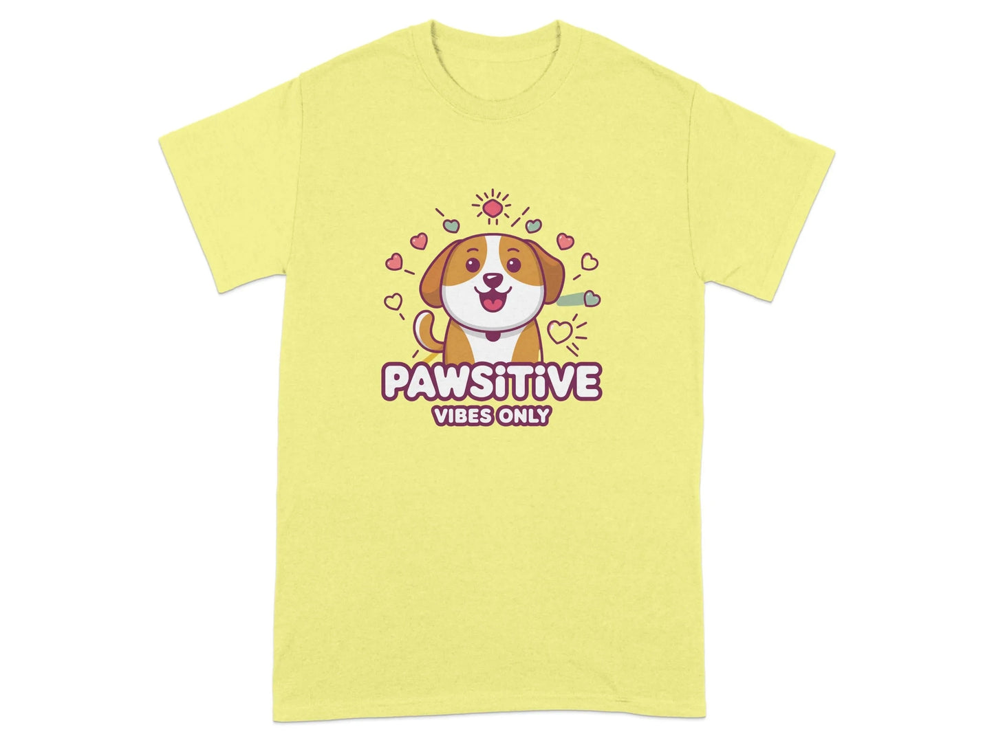 Pawsitive Vibes Only Cute Dog T-Shirts Cornsilk T-shirt