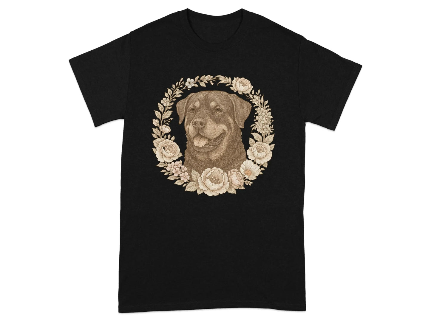 Rottweiler Dog Floral Design T-Shirts T-shirt