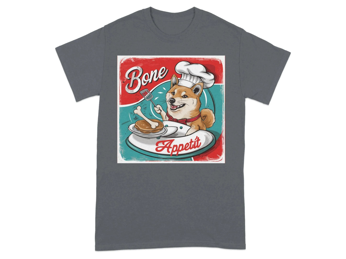 Shiba Inu Bone Appetit T-Shirts Charcoal T-shirt
