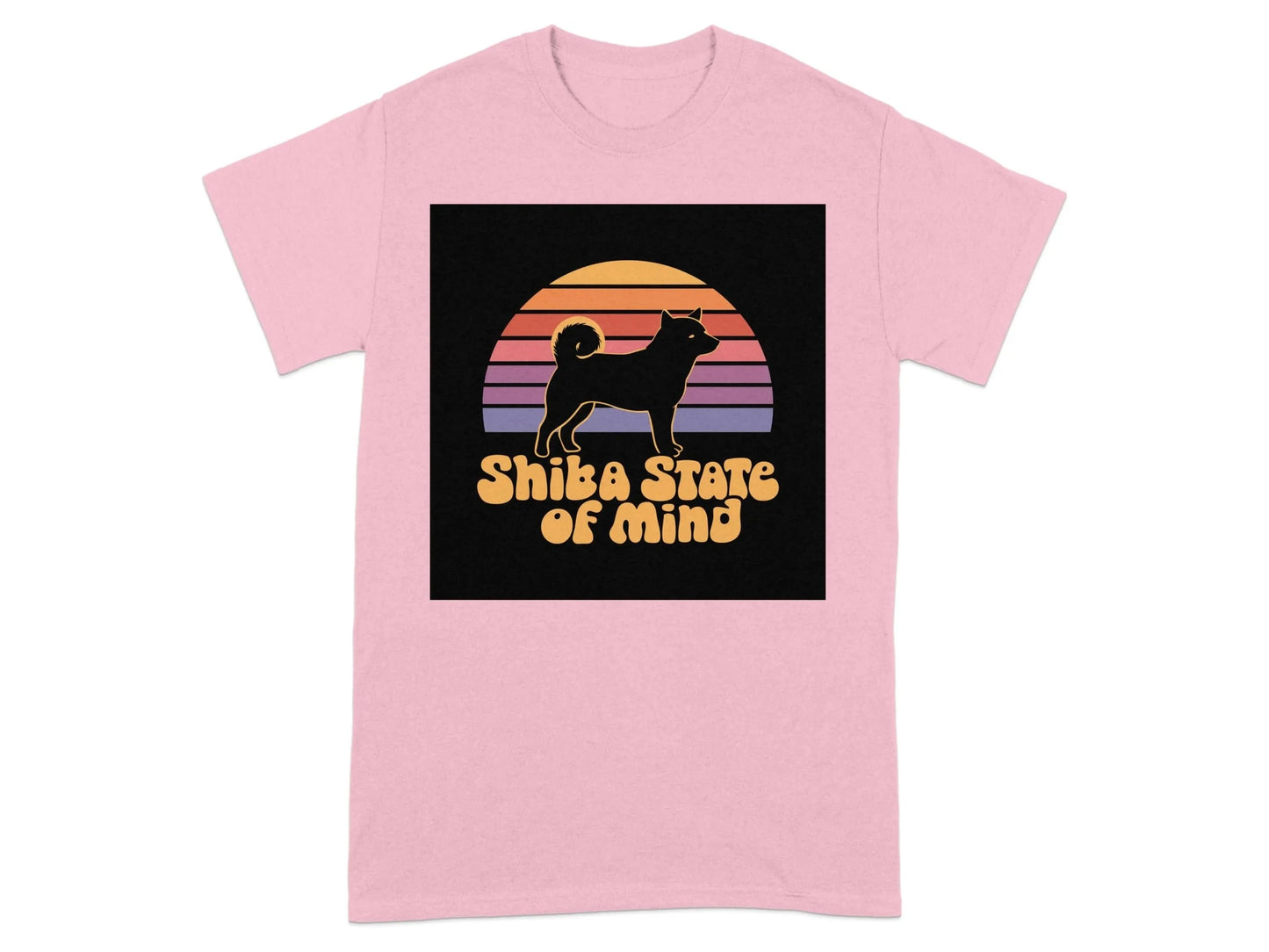 Shiba State of Mind Sunset Print T-Shirts Light Pink T-shirt