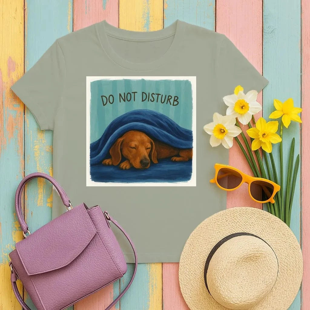 Sleeping Dachshund under Blanket T-Shirts Military Green T-shirt