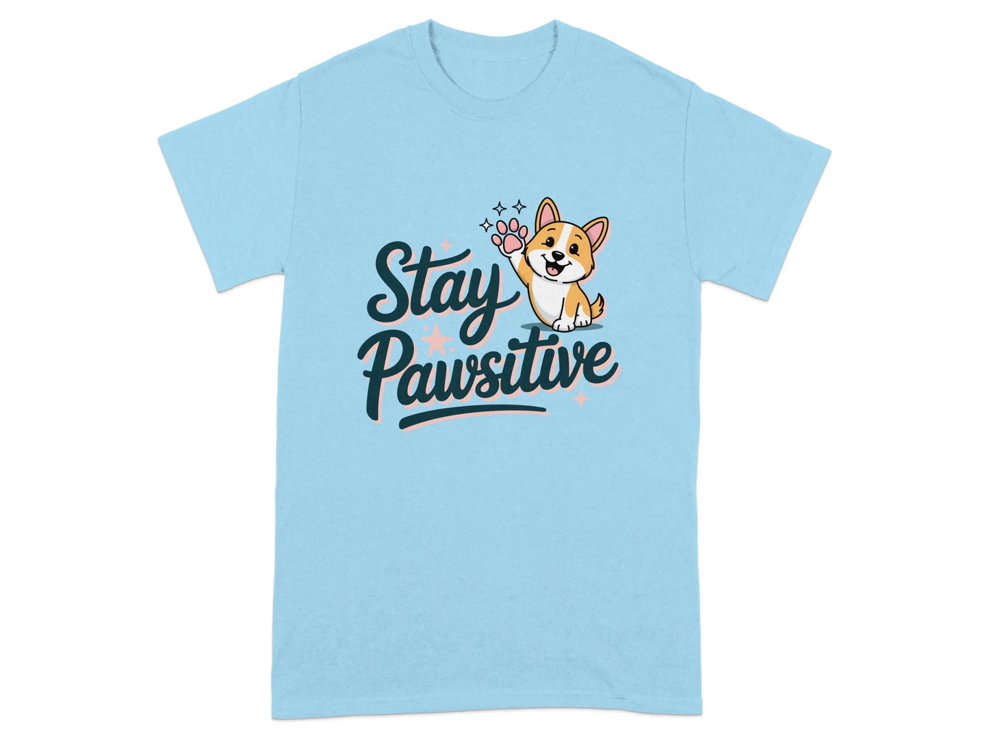 Stay Pawsitive Cute Corgi Illustration T-Shirts Sky T-shirt