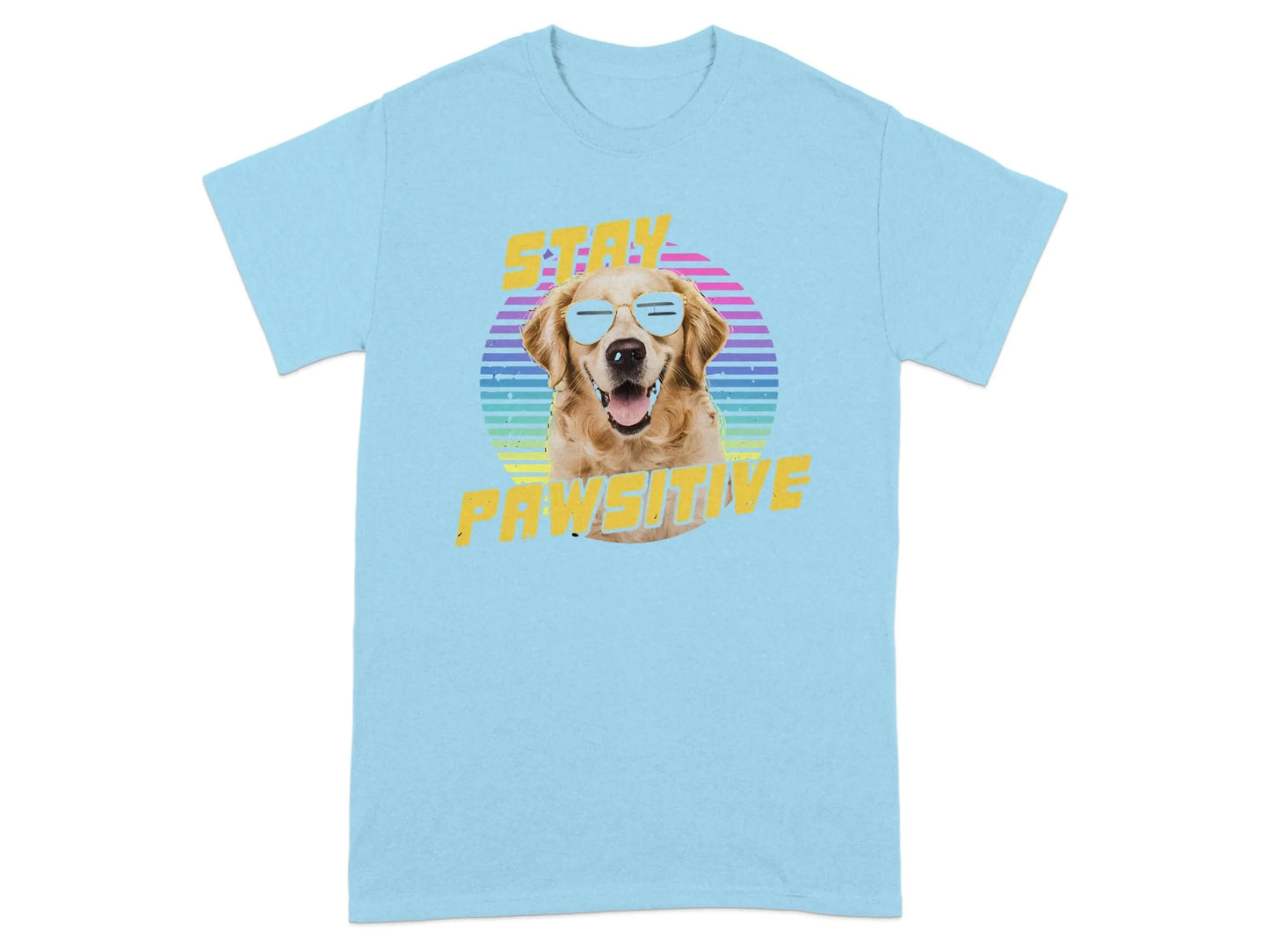 Stay Pawsitive Rainbow Dog Printed T-Shirts Sky T-shirt