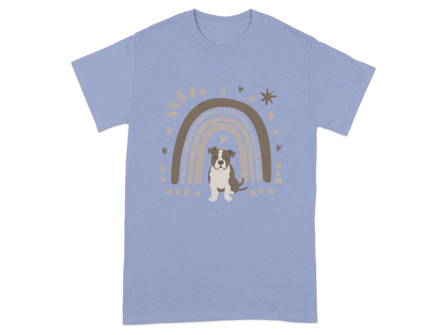 Stylish Pitt Bull and Rainbow Print T-Shirts Violet T-shirt