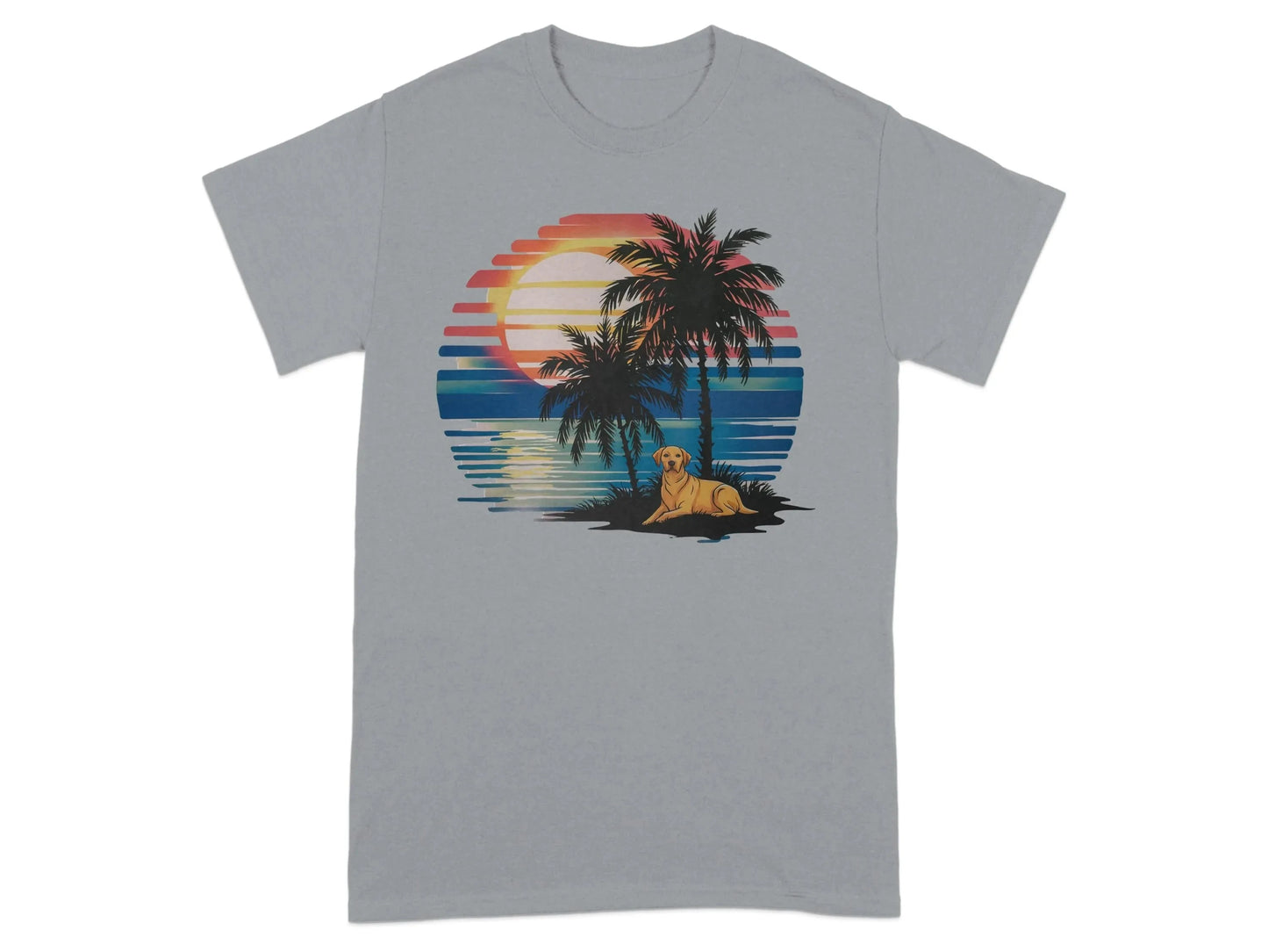 Sunset Beach Dog Relaxation Artistic T-Shirts Gravel T-shirt