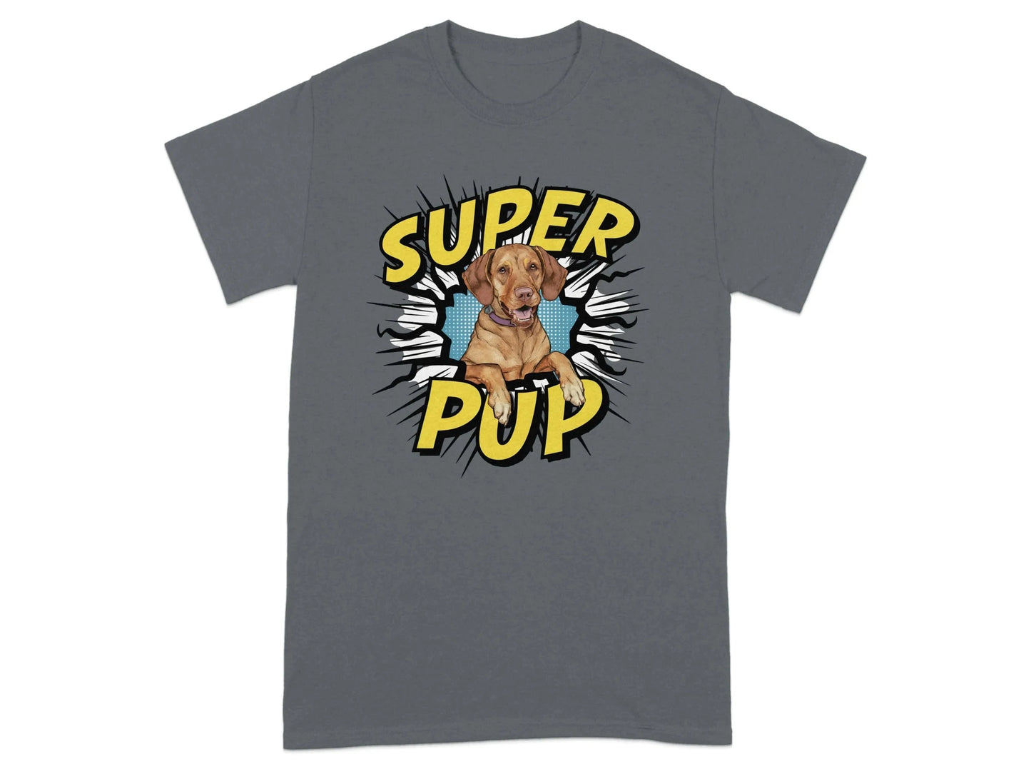 Super Pup Dog Superhero Comic T-Shirts Charcoal T-shirt