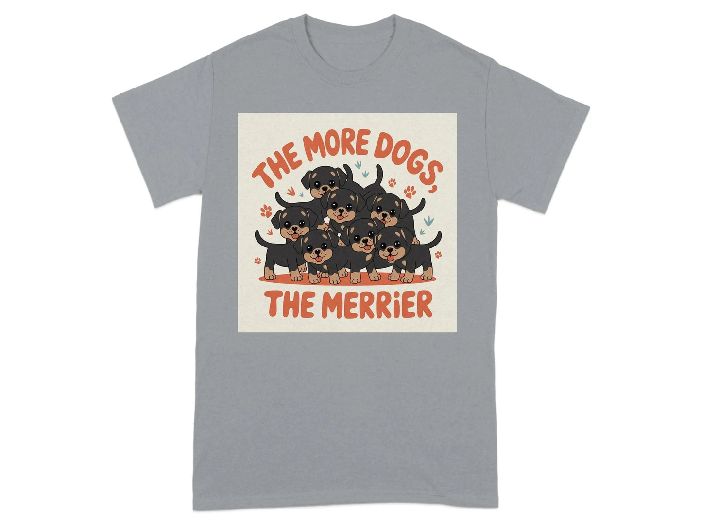 The More Dogs The Merrier Cute Puppy Theme T-Shirts Gravel T-shirt