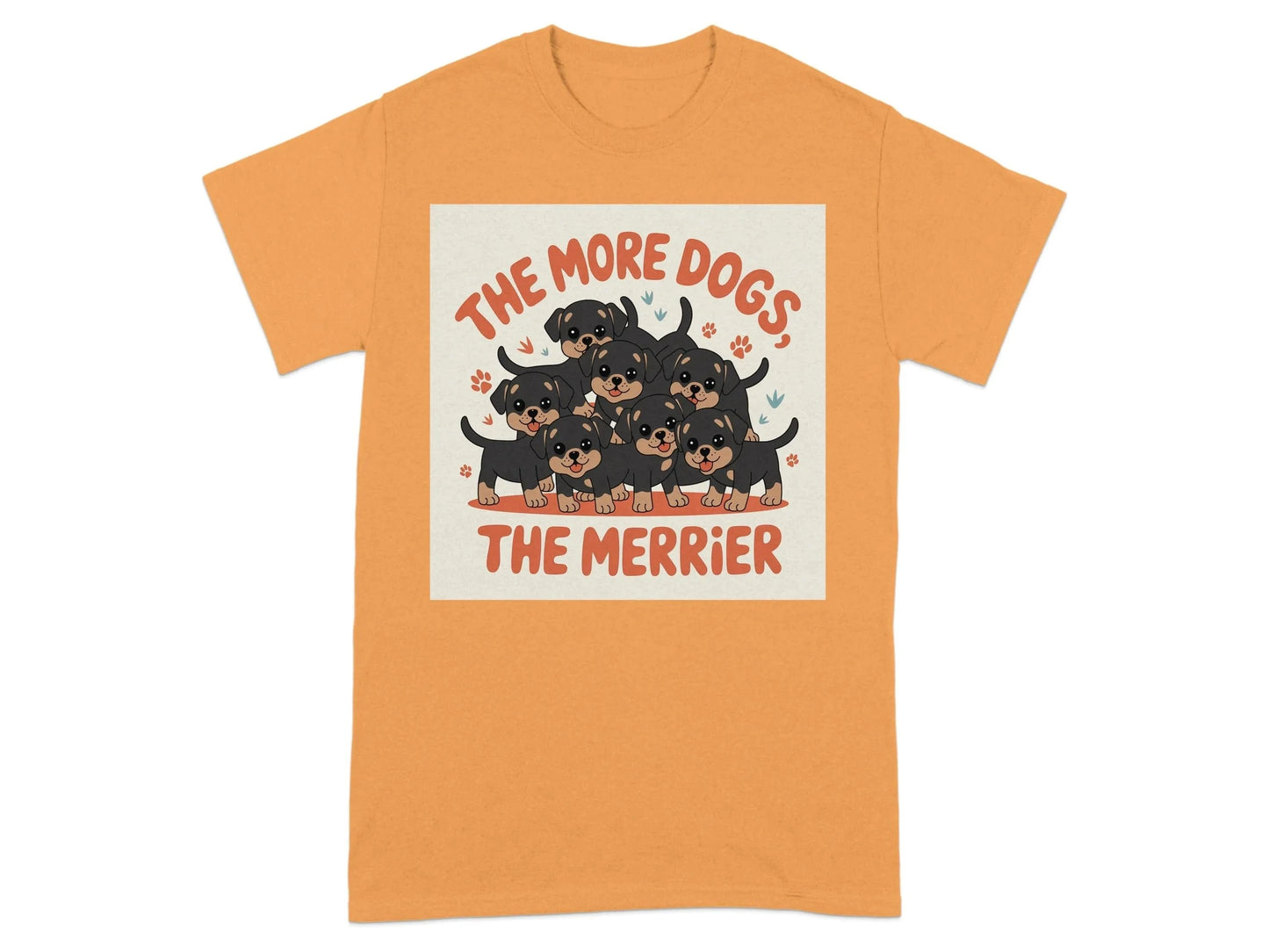 The More Dogs The Merrier Cute Puppy Theme T-Shirts Tennessee Orange T-shirt