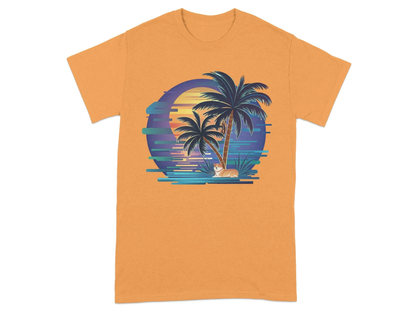 Tropical Sunset with Palm Trees and Sunset Design T-Shirts Tennessee Orange T-shirt