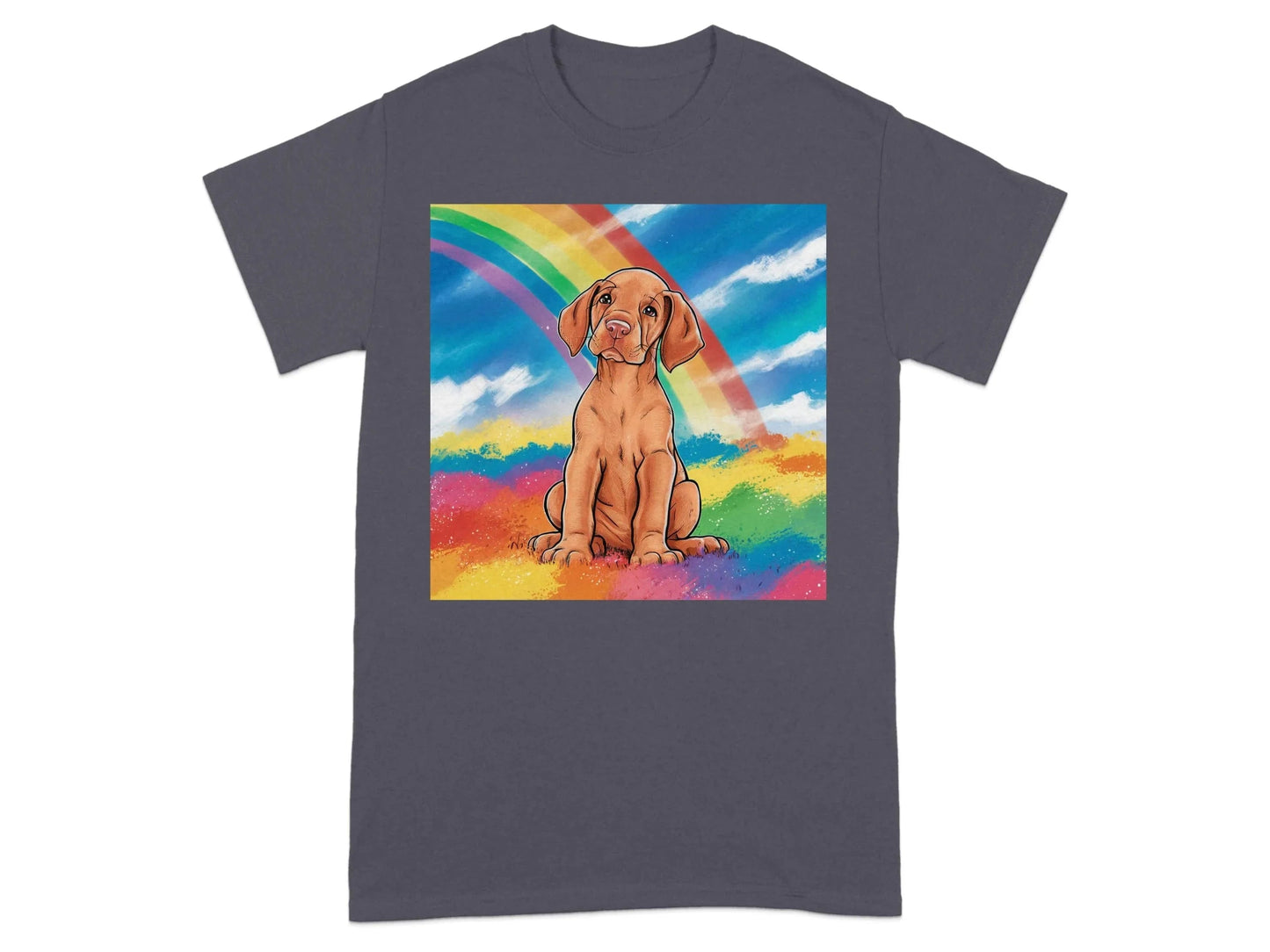 Vibrant Rainbow Vizsla Puppy T-Shirts Tweed T-shirt