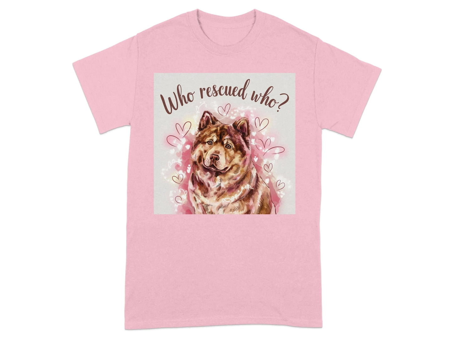 Who Rescued Who Design on Unique T-Shirts Light Pink T-shirt