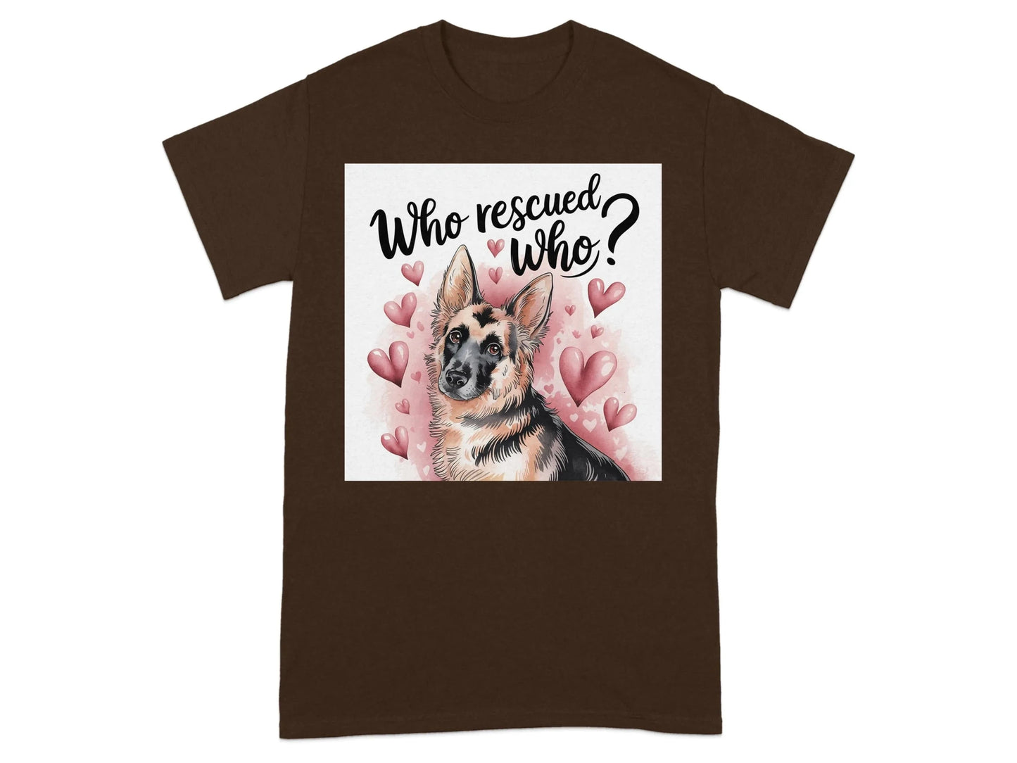 Who Rescued Who German Shepherd Illustration T-Shirts Russet T-shirt