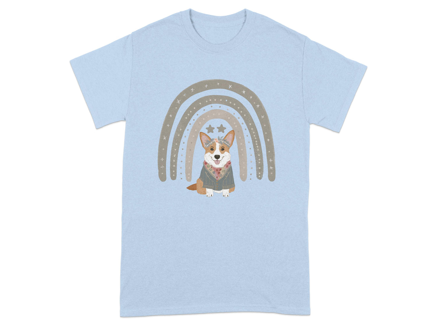 Cute Corgi with Rainbow Graphic T-Shirt product type