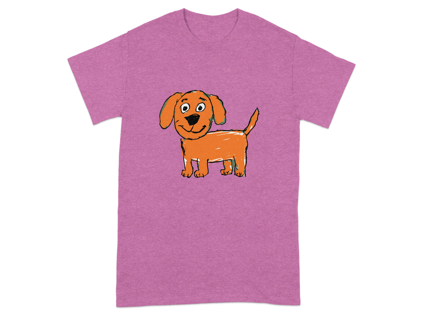 Adorable Cartoon Dog on Pink T-Shirt product type