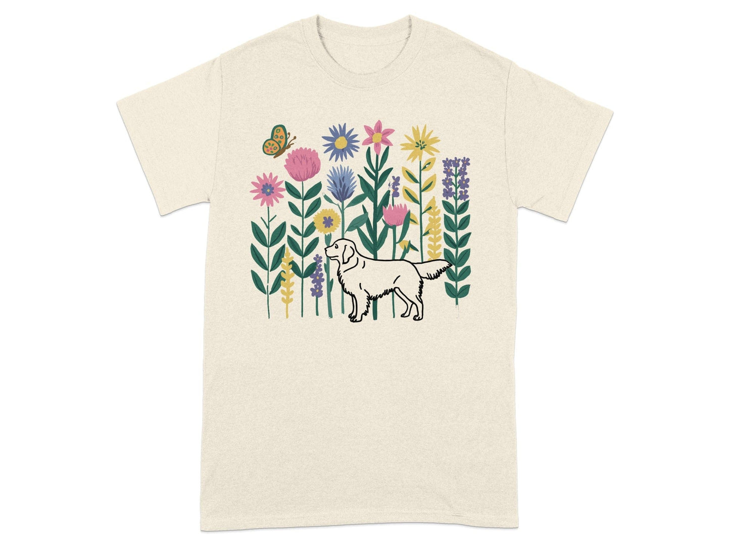 Colorful Floral Design with Cute Dog T-shirt product