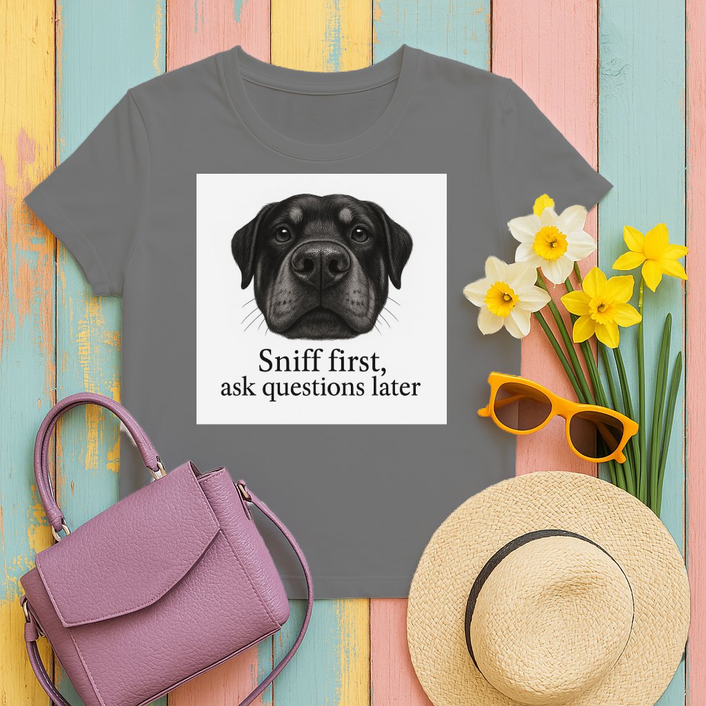 Sniff First Ask Questions Later Dog Print Shirt product