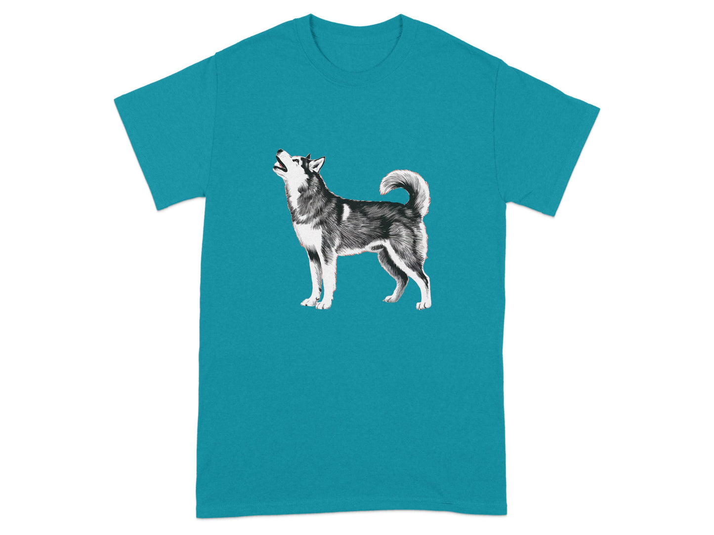 Howling Husky Graphic Print Teal T-Shirt product type