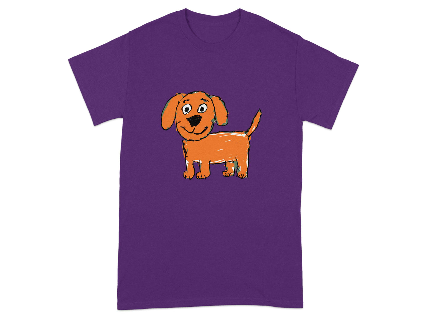 Cute Hand Drawn Orange Dog on Purple T-Shirt product