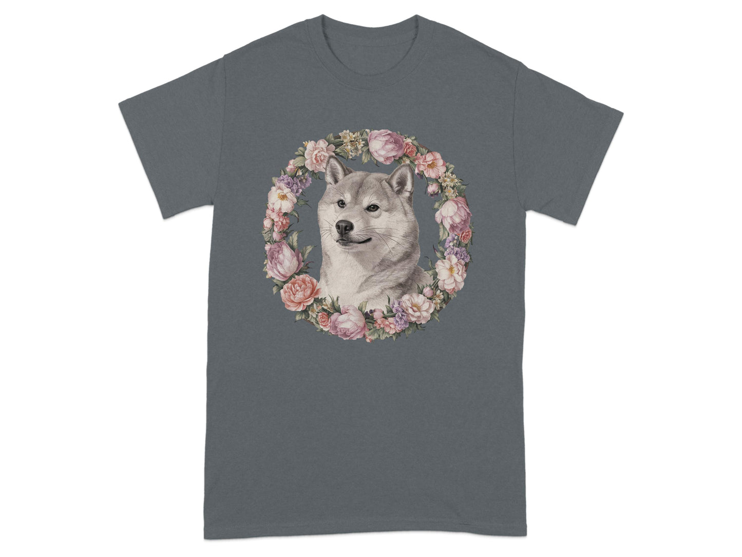Wolf Surrounded By Flowers Graphic T-Shirt product type
