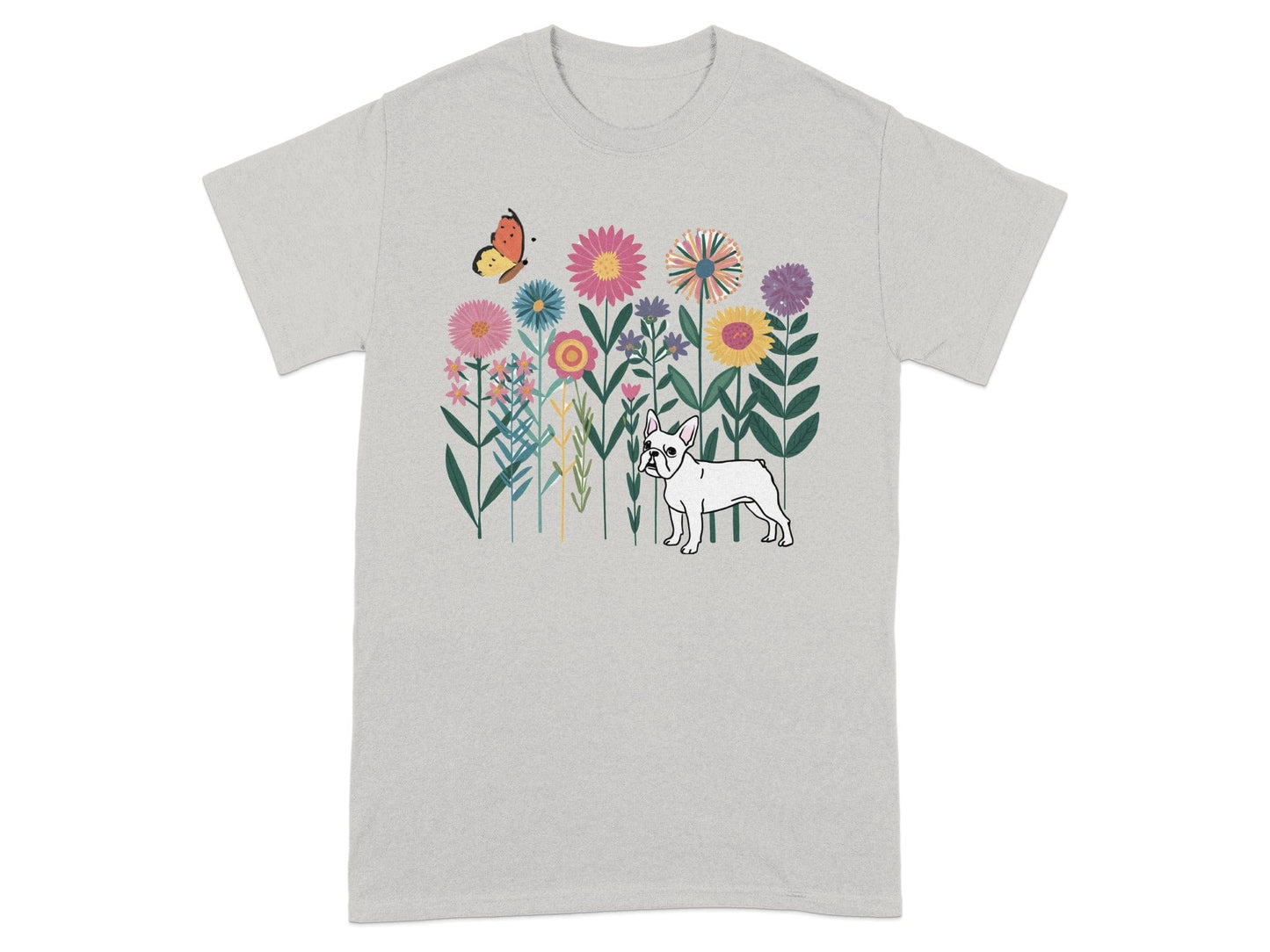Colorful Floral Garden with Dog Graphic T-Shirt product type