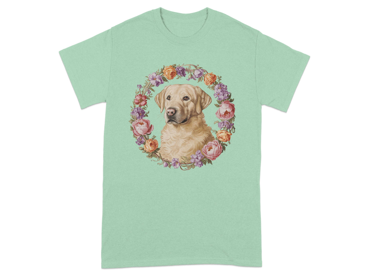 Labrador Surrounded by Floral Wreath Graphic T-Shirt product