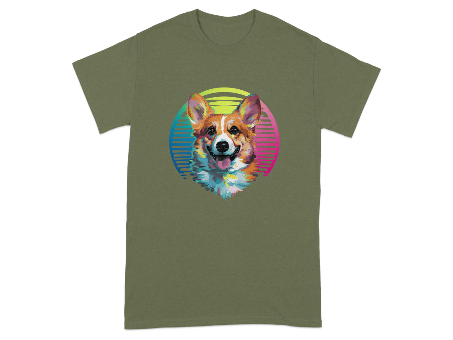 Colorful Corgi Retro Vibes Artistic Design Shirt product