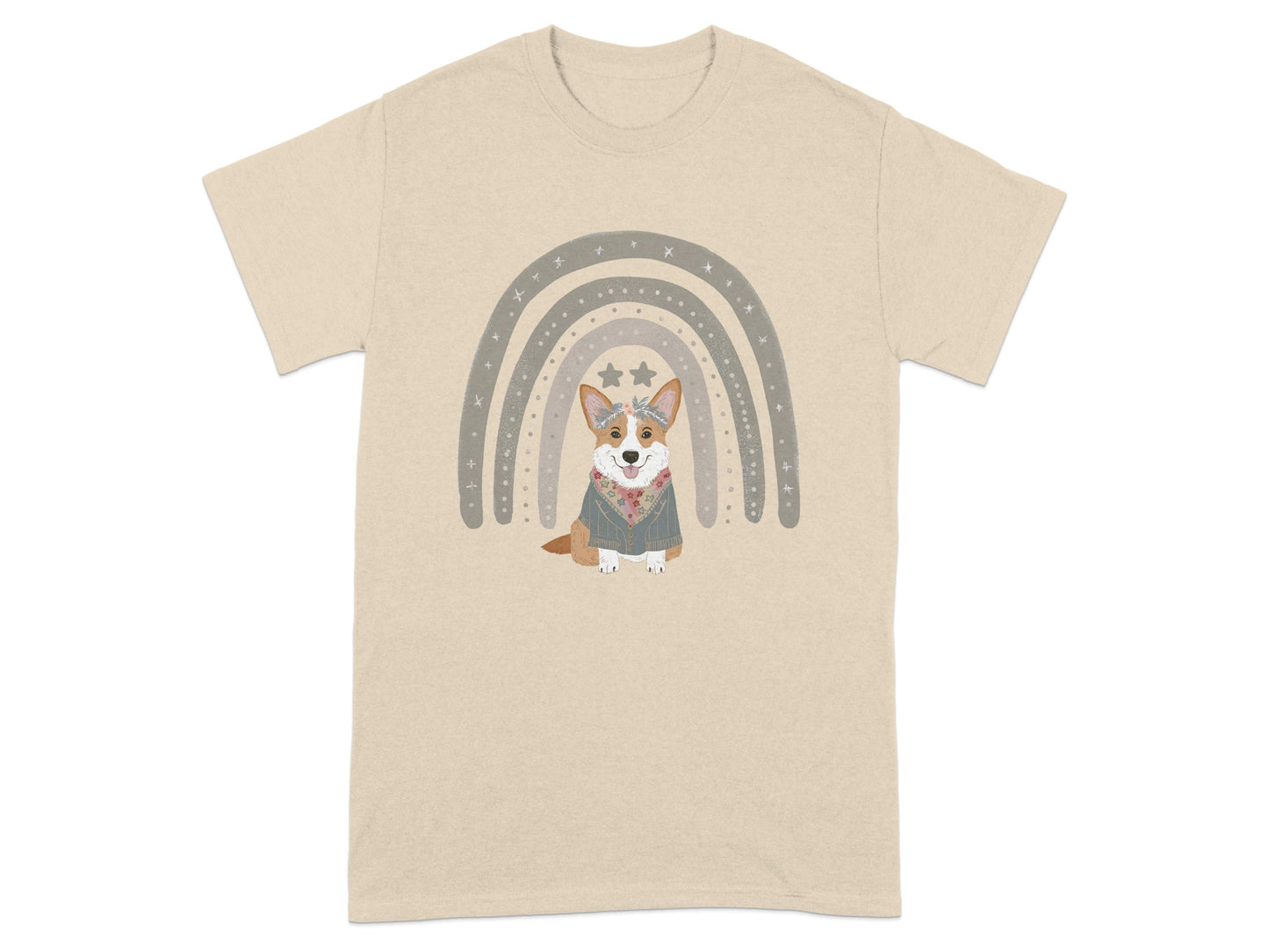 Cute Dog with Rainbow and Stars Graphic Tee product