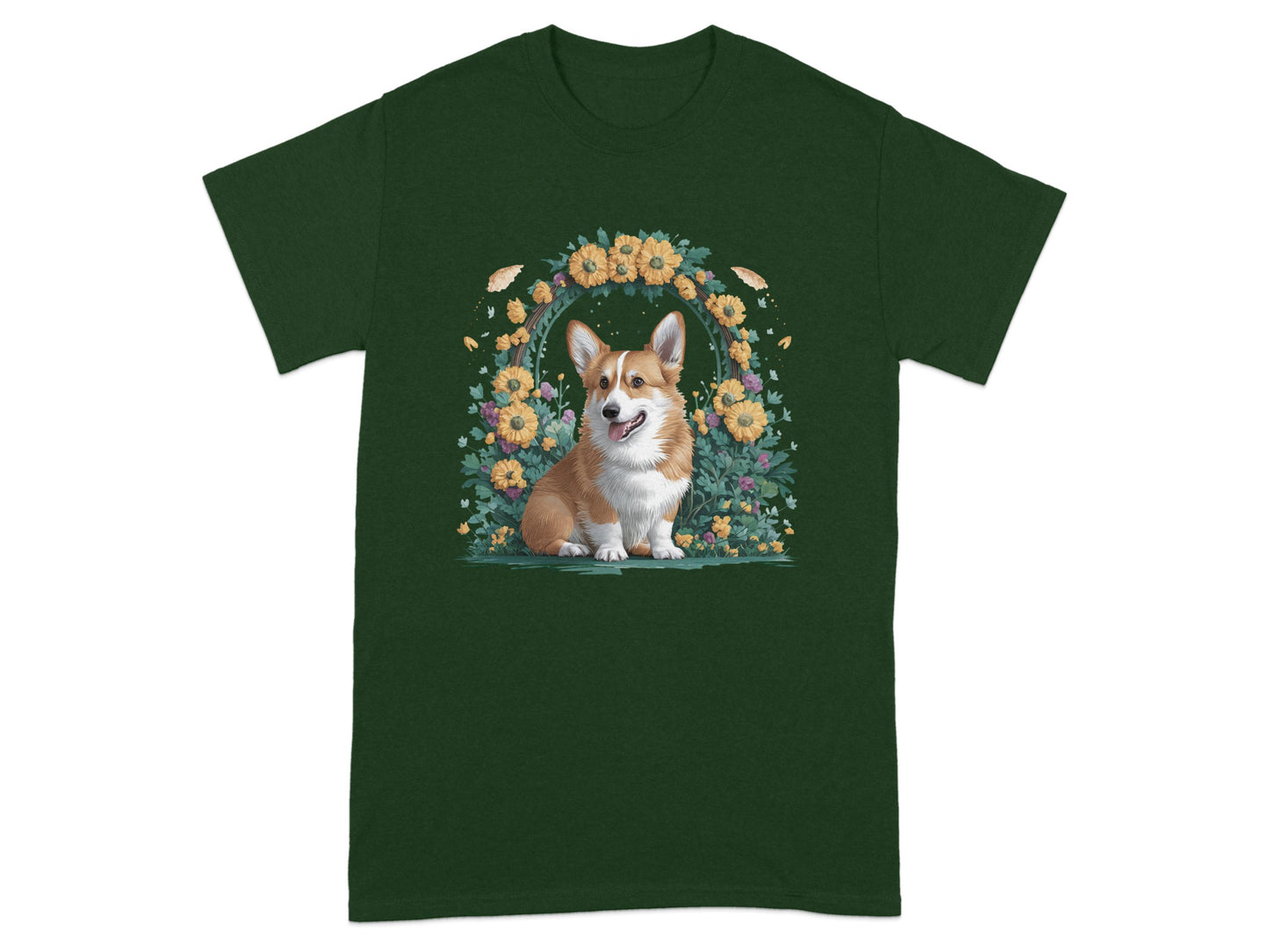 Cute Corgi Surrounded by Flowers Graphic T-Shirt product