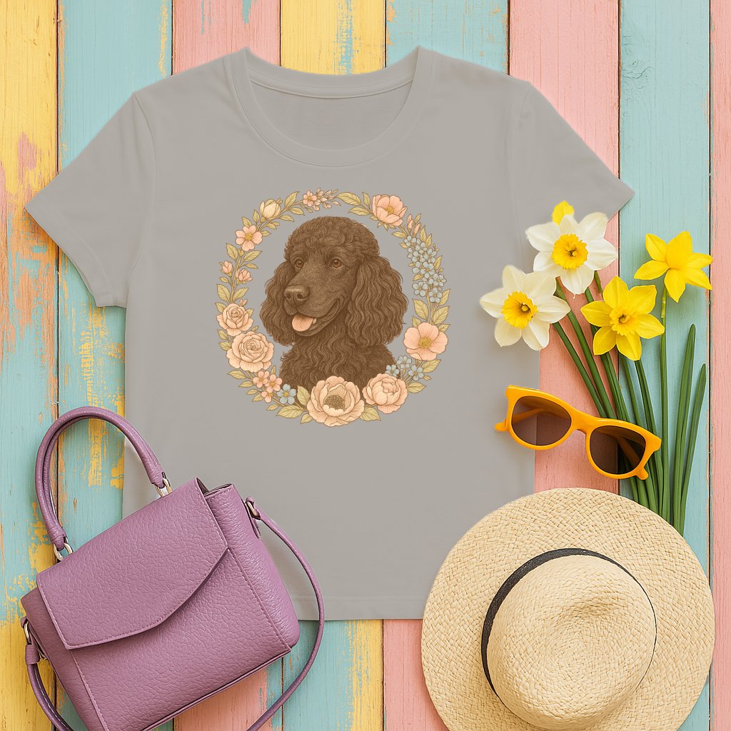 Cute Dog with Flower Wreath Graphic Tee product type
