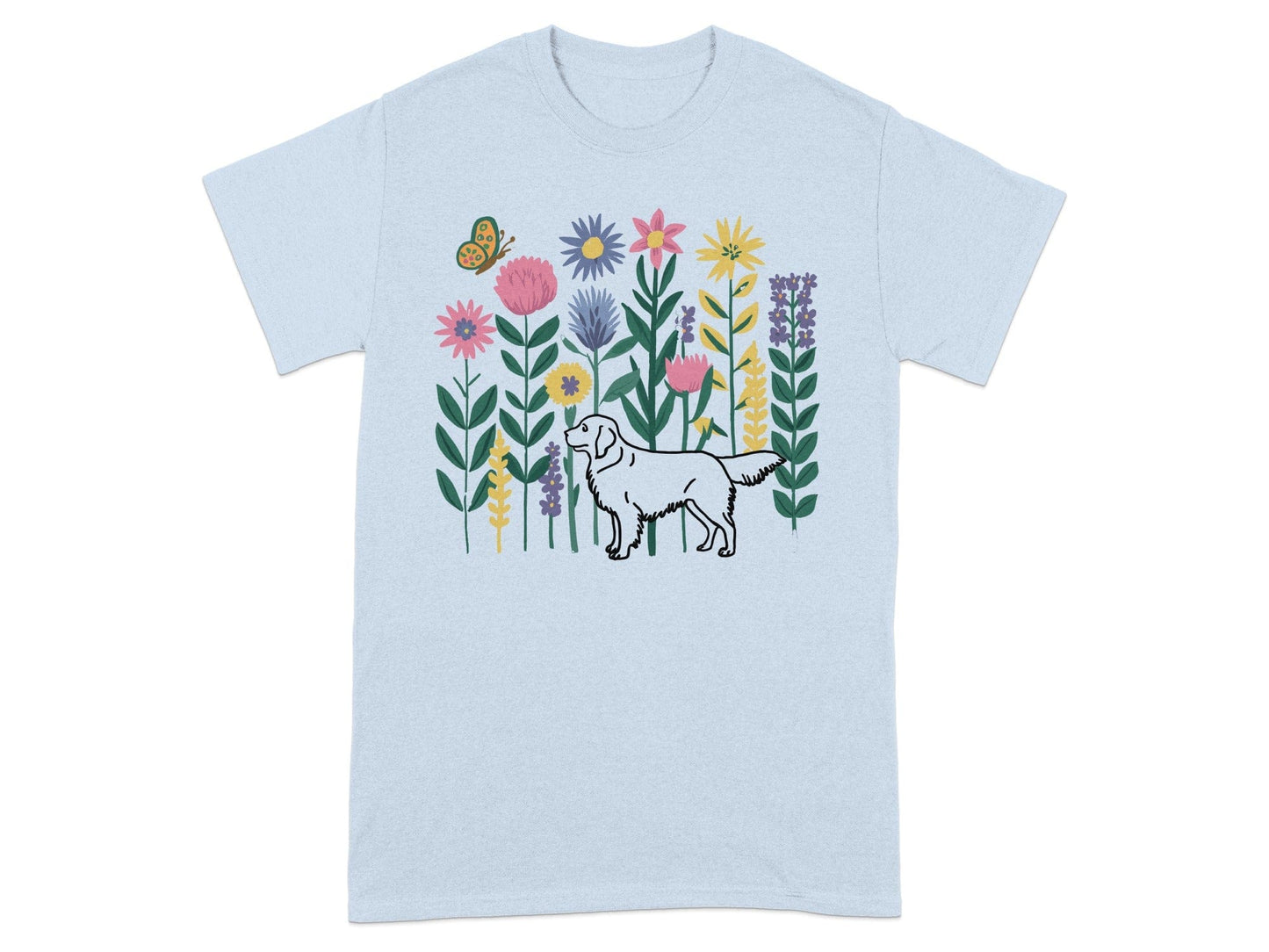 Colorful Floral Design with Dog Graphic T-Shirt product