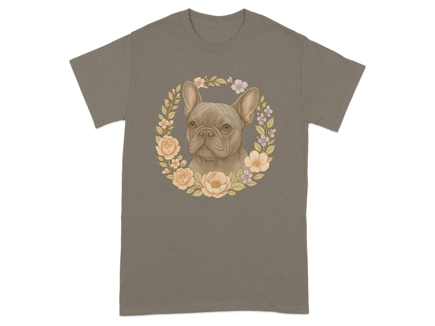 Floral French Bulldog Illustration T-Shirt product