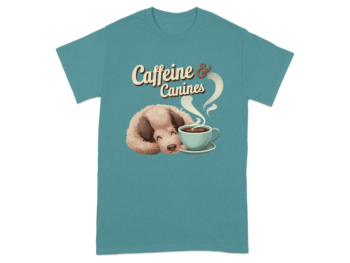 Caffeine and Canines Graphic Fun T-Shirt product