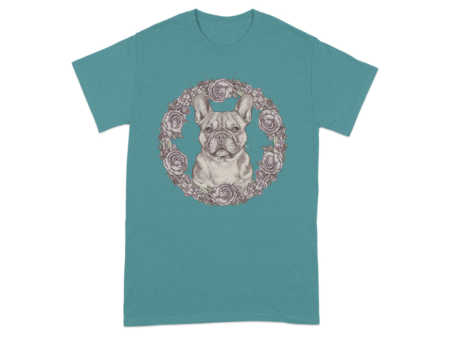 French Bulldog Floral Wreath Graphic T-Shirt product type
