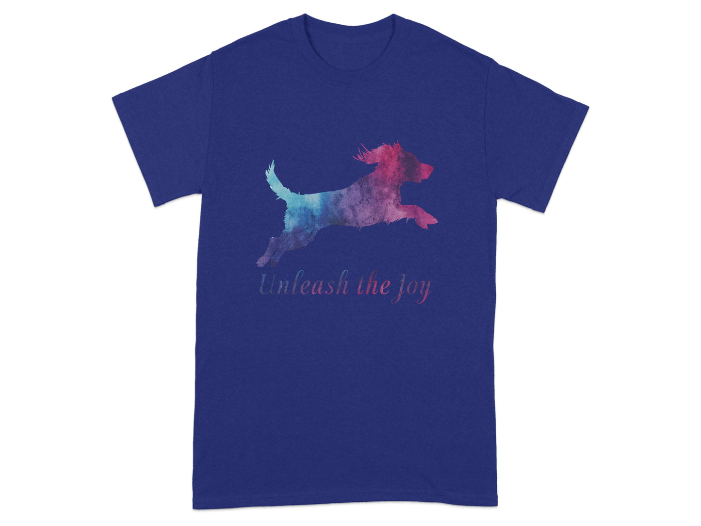 Unleash the joy dog silhouette graphic t-shirt product